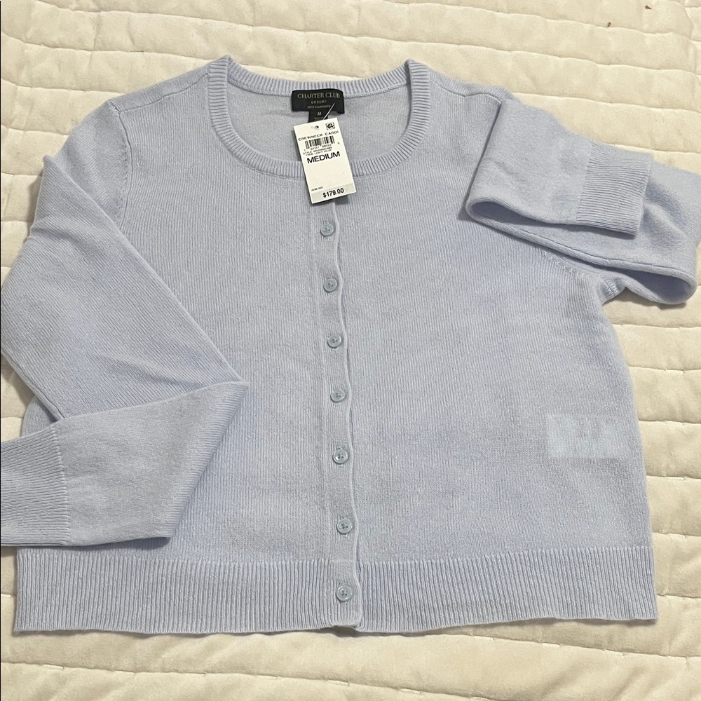 Charter Club Soft Blue Women's Cashmere Cardigan